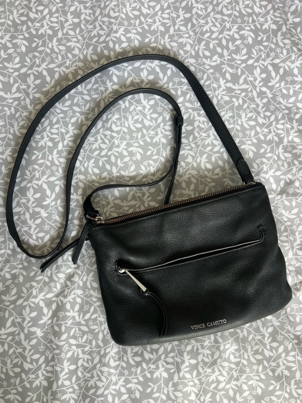 Vince Camuto Black Pebbled Leather Crossbody